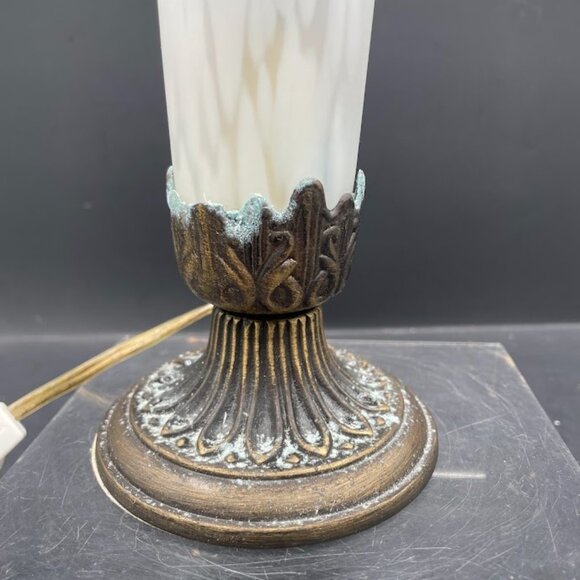 Andrea by Sadek Pink Frosted Trumpet Accent Lamp Brass Base Works - Picture 6 of 12